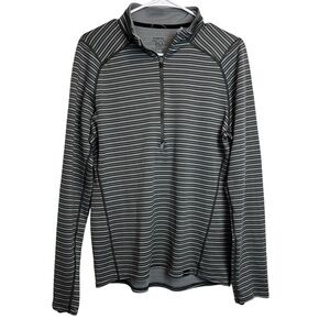 Patagonia Gray Striped Capilene Mid Weight Quarter Zip Size M Men